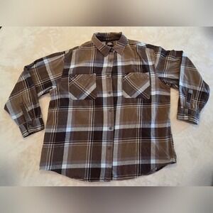 Dickies Plaid Flannel Shirt Mens 2XL Brown Workwear Gorpcore Overshirt